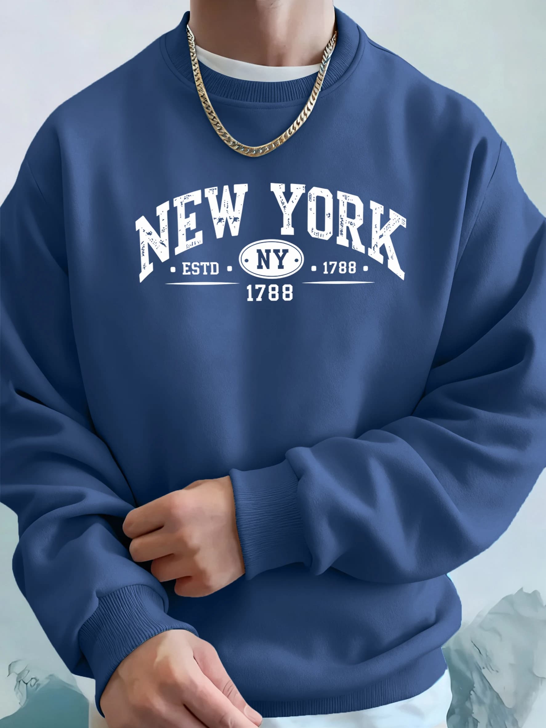New York Estd 1788 Printed Autumn Sportswear Man'S High Street Fleece Hoody Casual Comfortable Clothing Loose All-Match Hoodies