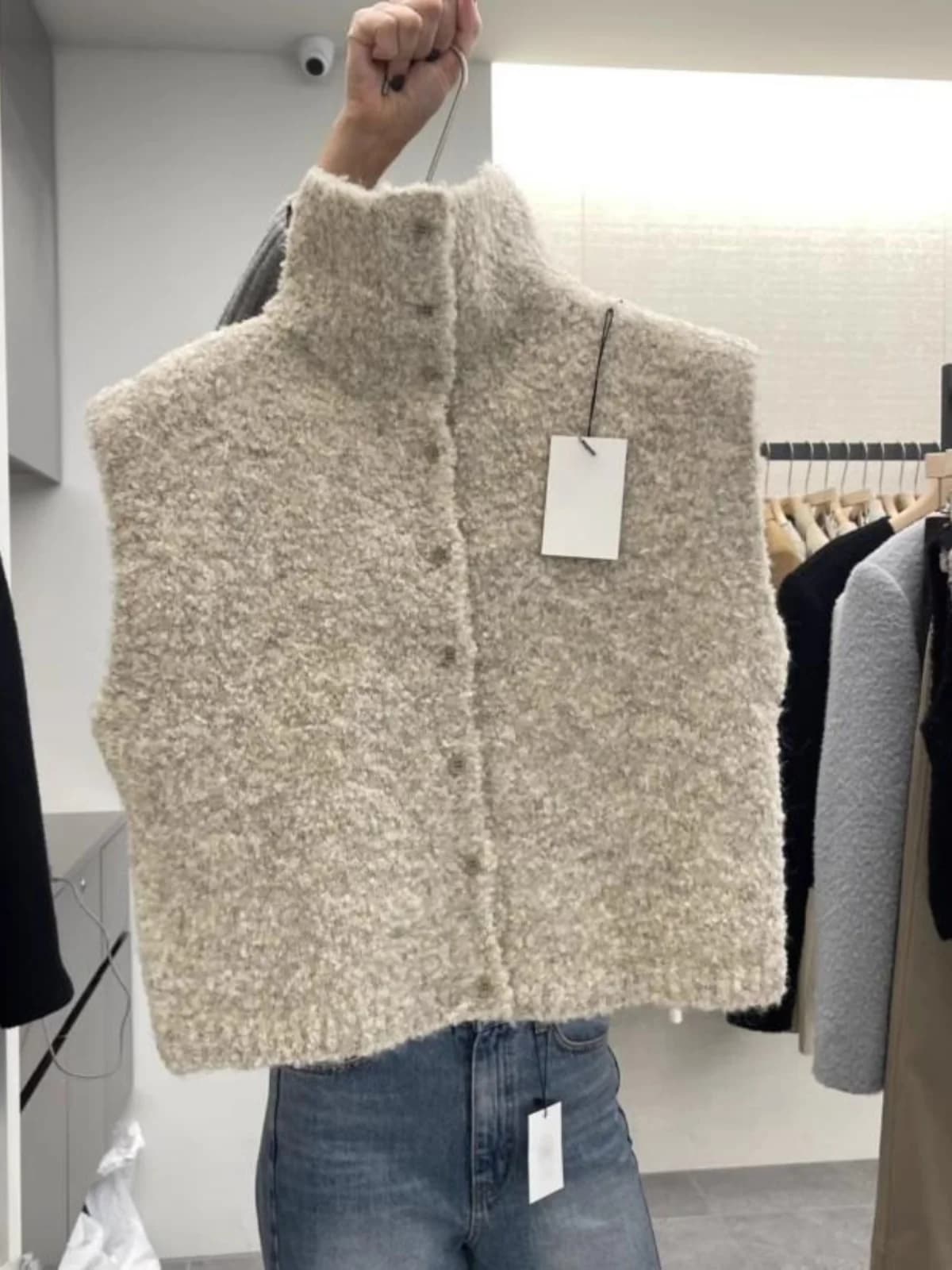 Cardigan Aperto in Maglia da Donna Primavera 2025, Gilet a Collo Alto dal Design Elegante, Capo Spalla Casual Tinta Unita
