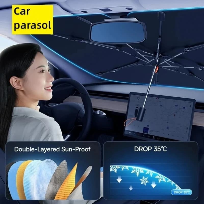 Parasole per auto Parabrezza Ombrello Parasole anteriore Parasole Pieghevole Protezione estiva Seggiolino auto Isolamento termico Accessori per auto