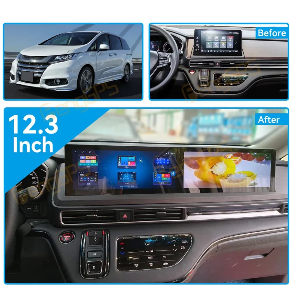 Dual Screen 12.3 Inch Android 13 CarPlay Car Radio For Honda Odyssey 2022-2024 Touch Screen Multimedia Player GPS Navigation DSP