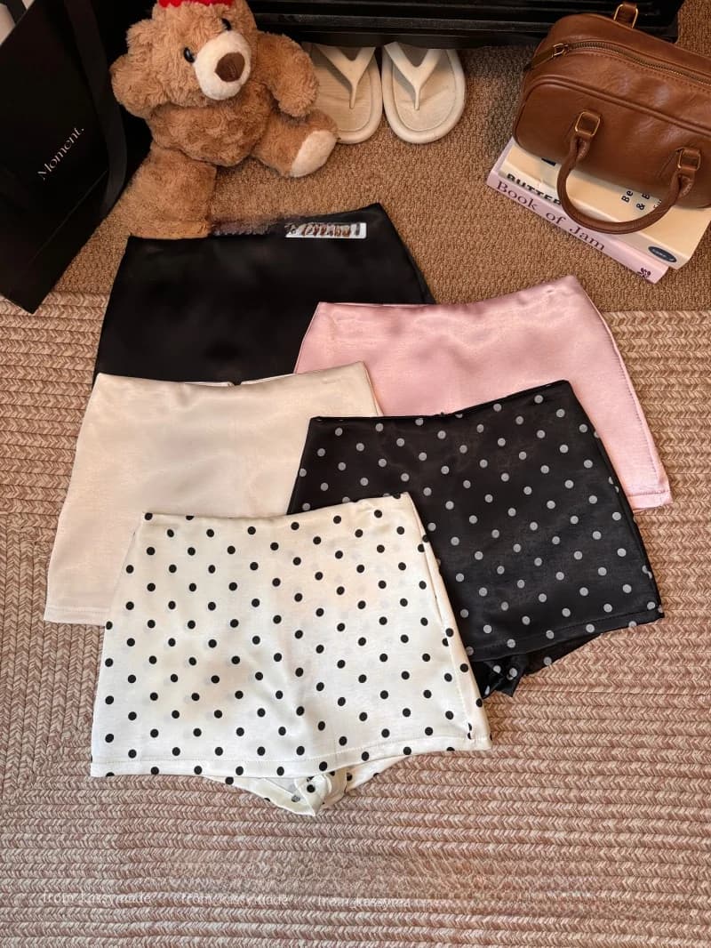 Retro Black White Polka Dot Silk Half Skirt Women Summer Hip Covering Slimming Shorts Skirt Drapey Wrap around Skirt