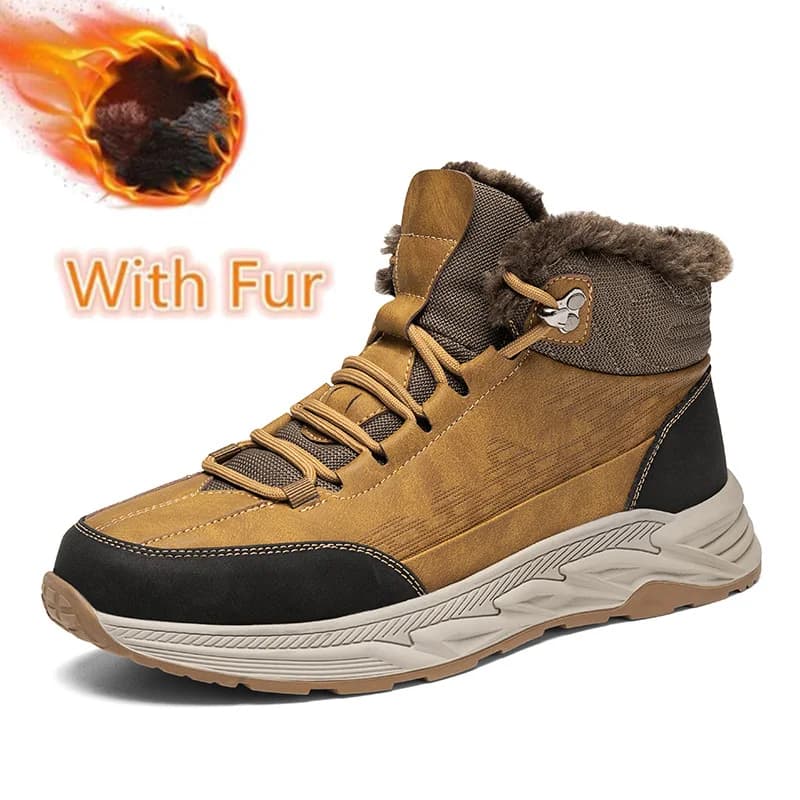Stivali da neve da uomo Sneakers alte invernali Stivali invernali caldi in peluche Stivali da trekking antiscivolo per esterni Stivaletti in pelle Botas Hombre