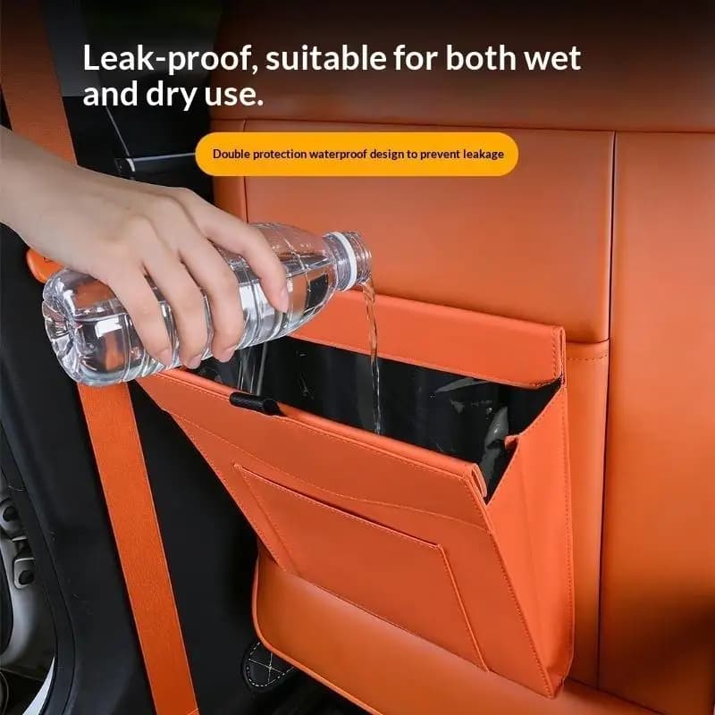 Car Trash Can Magnetic Seat Back Hanging Hidden Storage Bag for Auto Interior Organization Travel Use