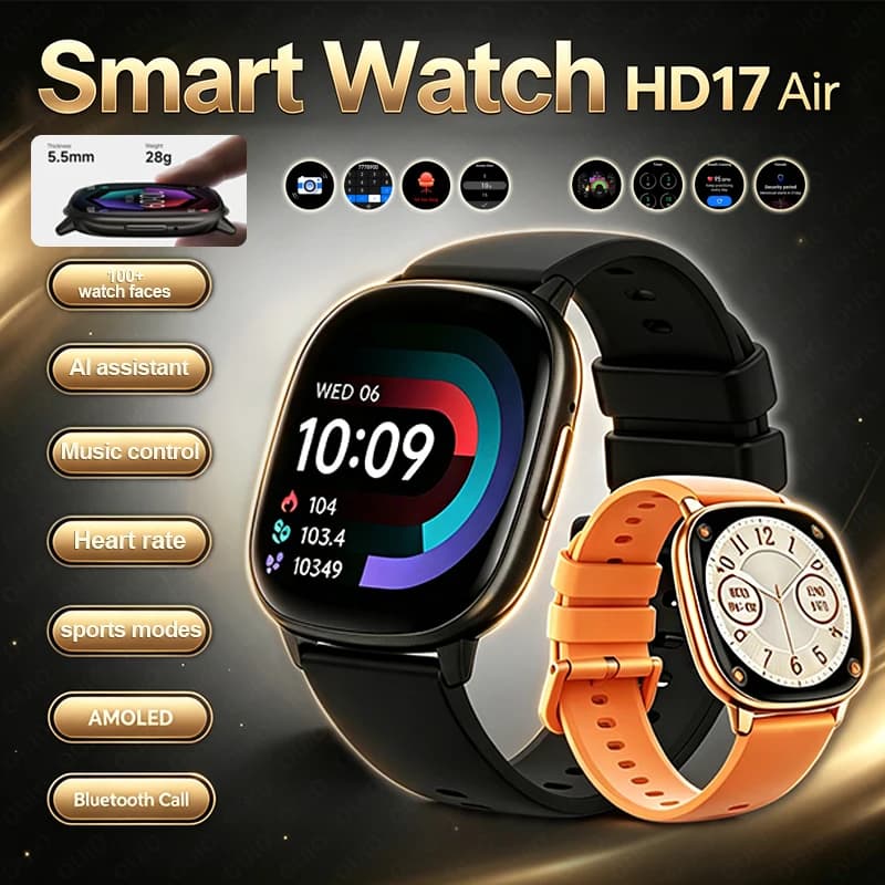 Fashion Smart Watch 5.5mm Ultra Thin Bluetooth Call Men Women Heart Rate Music Sports Alarm Clock IP68 Waterproof Smart Watch