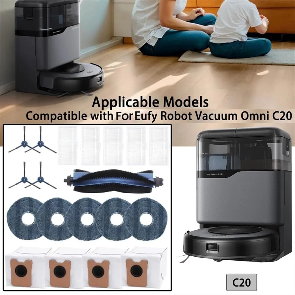 DT249 TO Replacement Parts for Robot Vacuum Omni C20 with Station Vacuum Cleaner Accessories Kit
