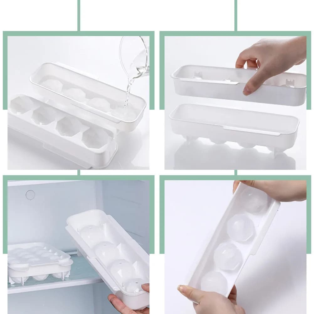 2Pcs Ice Mold Ball Maker Plastic Spherical Ice Cube Tray Lightweight Leak-Free Reusable Mold for Whiskey Coffee Tea Beverage