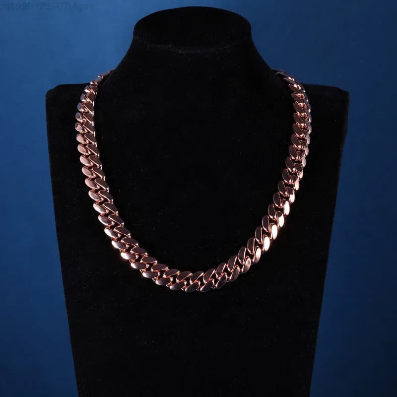 Fabbrica personalizzata 15mm S925 Argento 9k 10k 14k 18k Oro massiccio con collana con braccialetto a catena a maglia cubana con lucchetto Moissanite