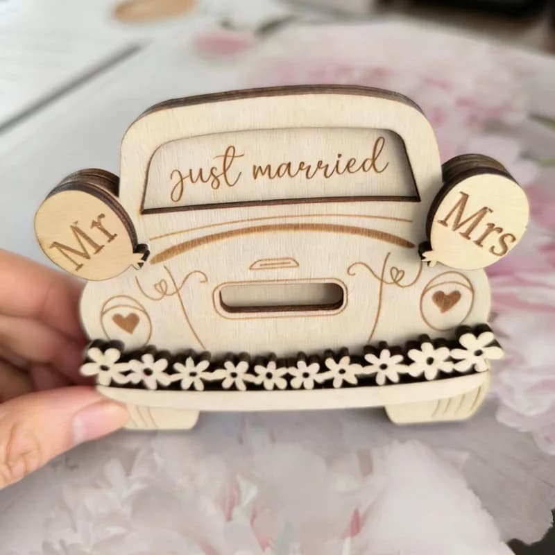💕NEW Style💕Wedding Gifts, Wooden Wedding Car Wallet Gift, Wooden Crafts Wooden Wallet Car Wallet