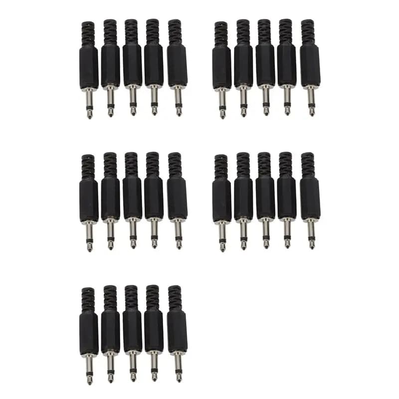 【GIORNO DEL GIORNO DI GRAZIA】25 connettori adattatori audio con jack mono maschio da 3,5 mm in plastica nera