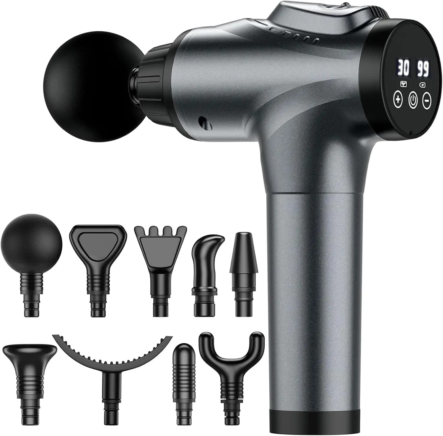 Massage gun for athletes, electric percussion massager with 30 speed and 9 heads to relieve deep tissues