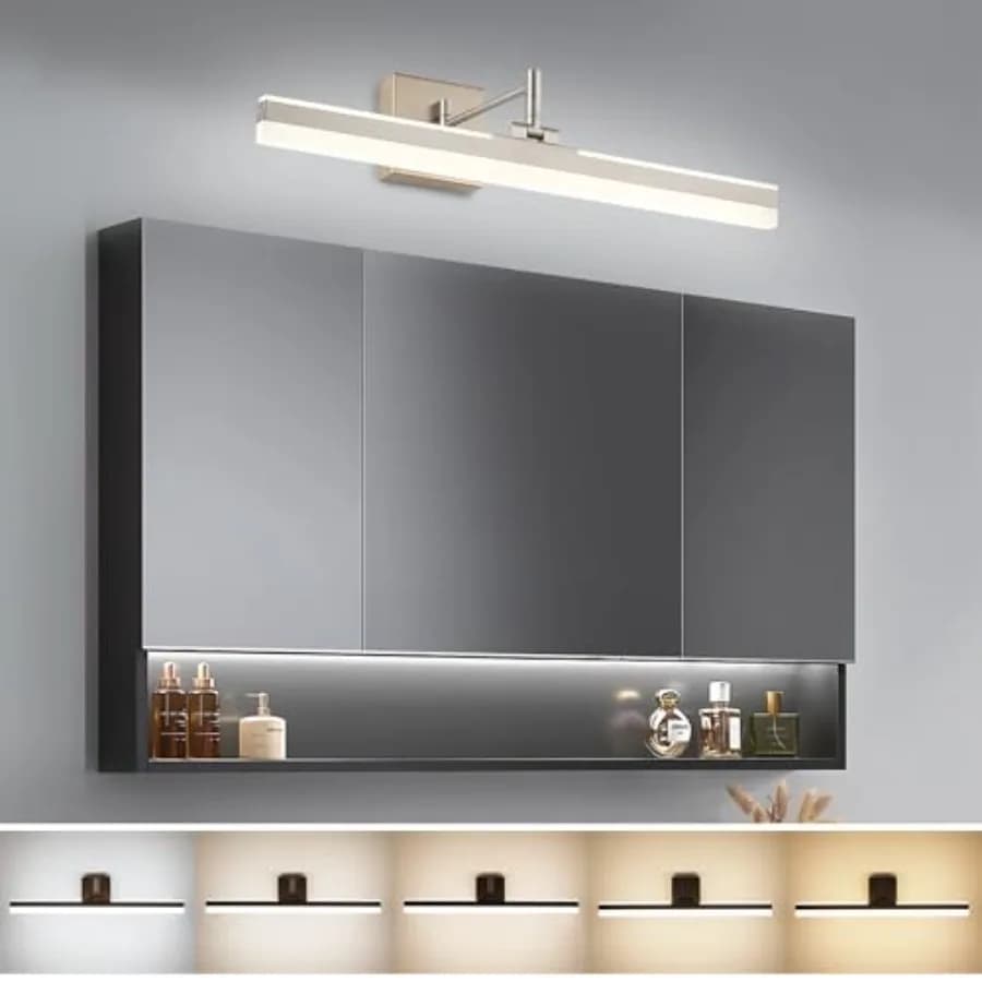 Lampada da Bagno Moderna a LED, 23.6'' Regolabile e Orientabile, Applique da Parete Sopra lo Specchio