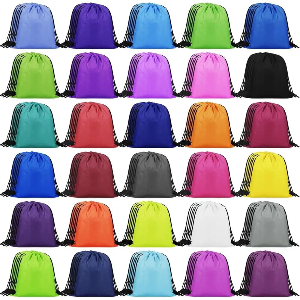 150 Pack Small Polyester Drawstring Backpacks - Ideal for Gym, Travel, Outdoor, and Holiday Care Packages