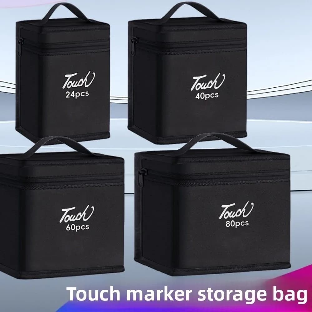 Borsa portaoggetti per pennarelli di colore nero, custodia massiccia, chiusura con cerniera, pennarelli artistici, organizer, stile borsa, portaoggetti funzionale