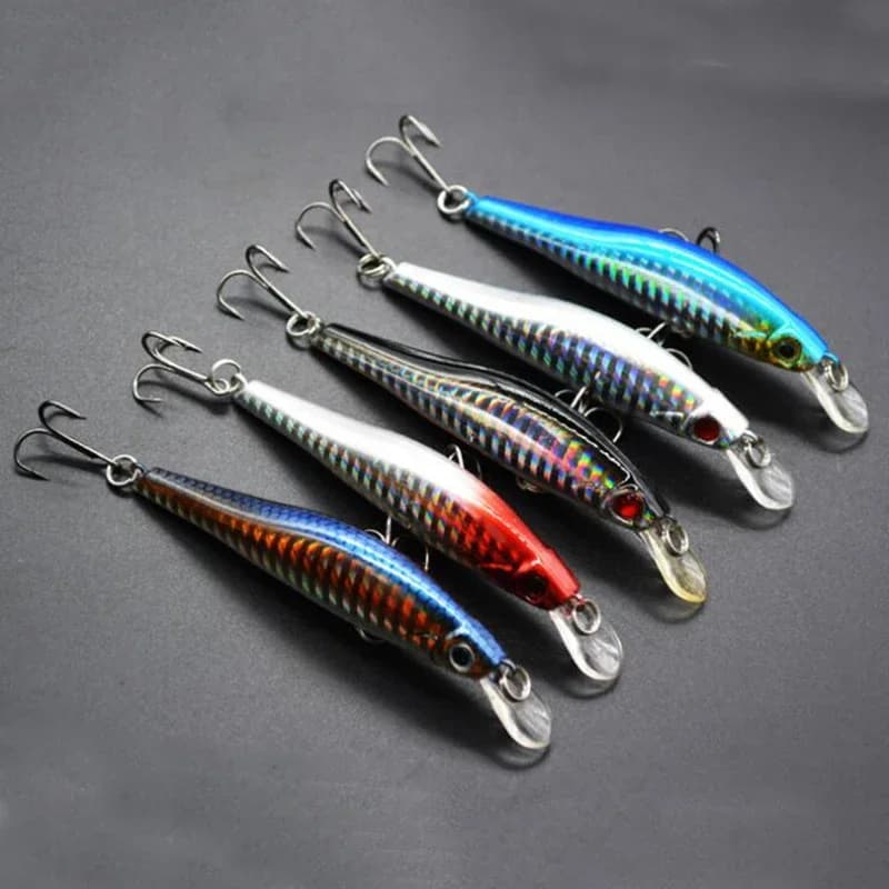 1 pz 9.8 cm 12g Esche da pesca Occhi 3D Affondamento Laser Minnow Duro Aritificial Wobblers Crankbait Esche di plastica Pesca Isca Affrontare