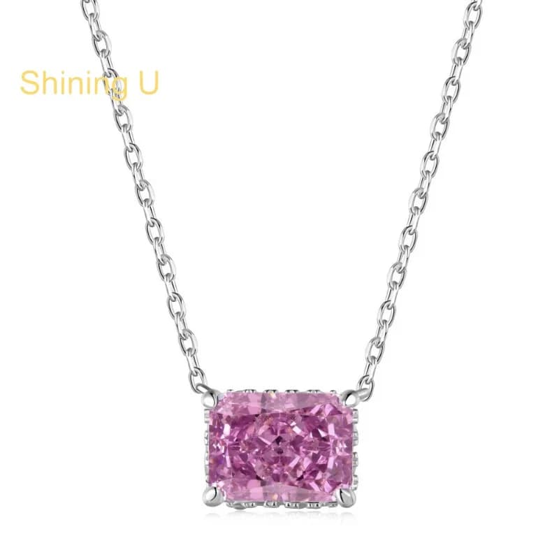 Set di Gioielli in Argento S925 con Zirconi Viola 8A 6*8mm, Collana e Anello per Donna, Gioielli Raffinati per Fidanzamento