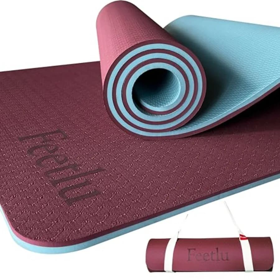 Tappetino Yoga Extra Spesso 10MM Antiscivolo con Cinghia per Yoga, Pilates ed Esercizi a Terra in Nero