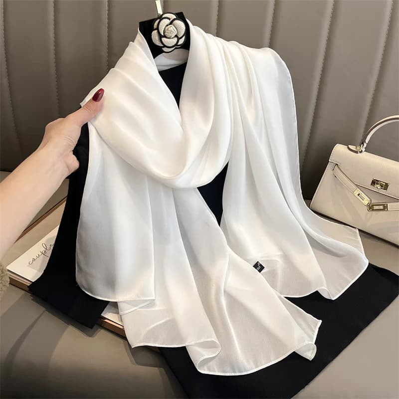 2024 marchio di lusso primavera grande lungo Pashmina sciarpa da donna scialle di seta solida avvolgente Lady Beach moda femminile Bandana copertura Echarpe