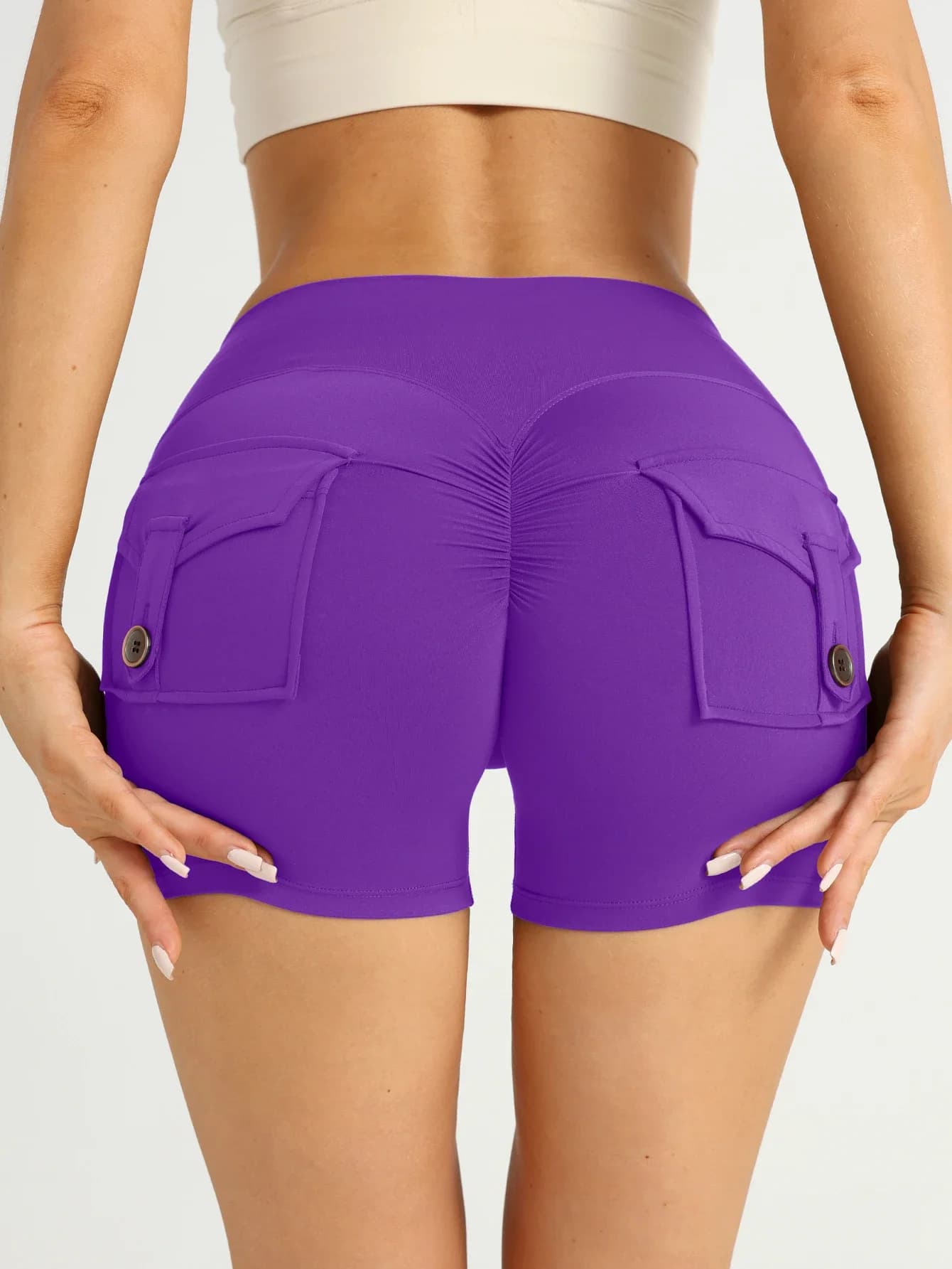 Women's Sports Shorts for Yoga in High Life, Elastic, Sexy, with Pockets, Breathable and Comfortable for Running, Fitness and Cycling