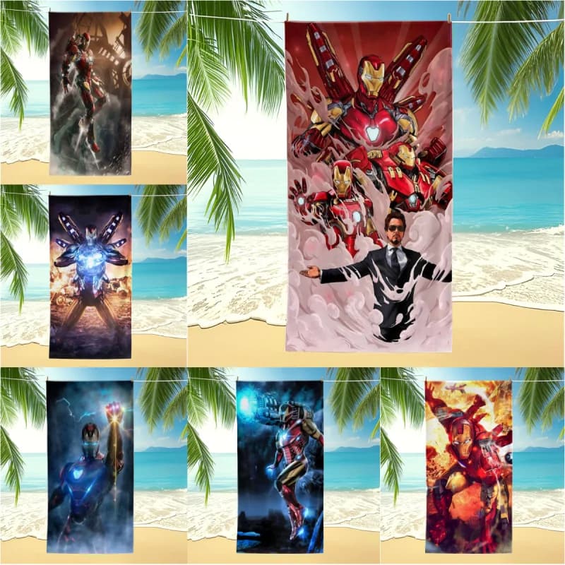 Asciugamano da spiaggia Movie Cool Art Iron Man Tony Stark, asciugamano da piscina, asciugamano da campeggio, asciugamano da bagno, morbido e ad asciugatura rapida per spiaggia, piscina, viaggi, casa
