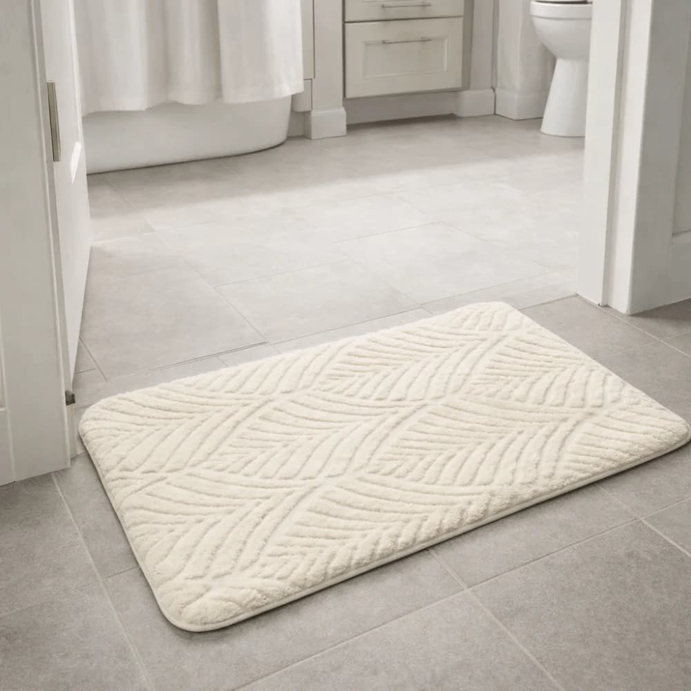 Tappeto da Bagno Jacquard Confortevole e Assorbente, Spesso, Antiscivolo, Morbido, Lavabile, per Cucina e Bagno
