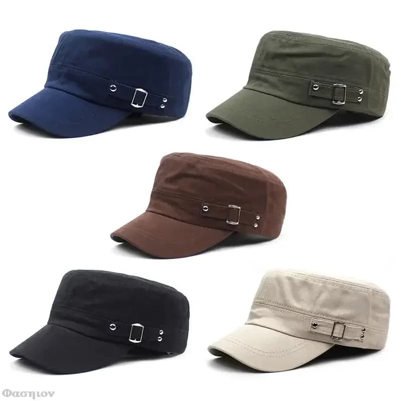Berretto militare uomo donna colore puro cotone lavato berretto piatto estate autunno cappello con visiera Chapeau regolabile