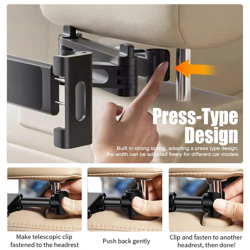 Foldable Car Phone Holder Back Seat Tablet Mount for Children 360-Degree Headrest Tablet Support for IPad Inch