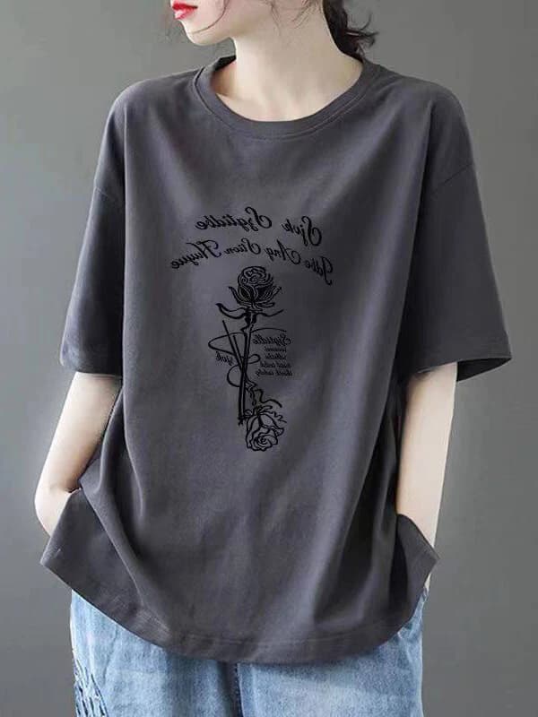 Elegant Loose Fit plus Size T-Shirt Fashionable Design Sensation Conceals Belly Women's Commute Style Korean Brand Top