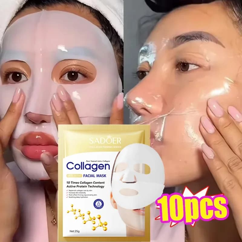 10PCS Collagen Anti Rugs Face Mask Anti Aging Dissolvency Thin Lines Stop skin Hydrating Retardant Skin Care Korean cosmetics