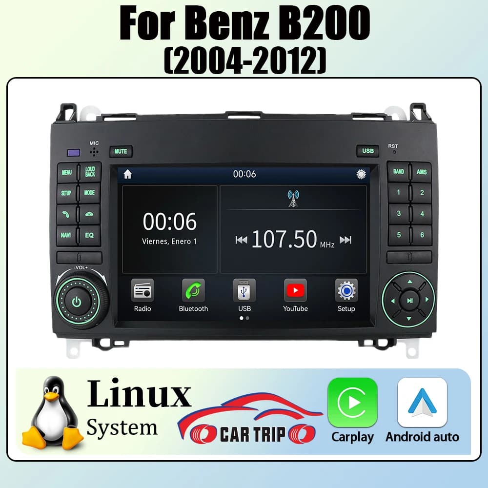 7 "Linux Autoradio Multimediale Carplay Android BT5 HD Retromarcia GPS Per Mercedes Benz B200 W169 W245 Viano Vito Sprinter Crafter