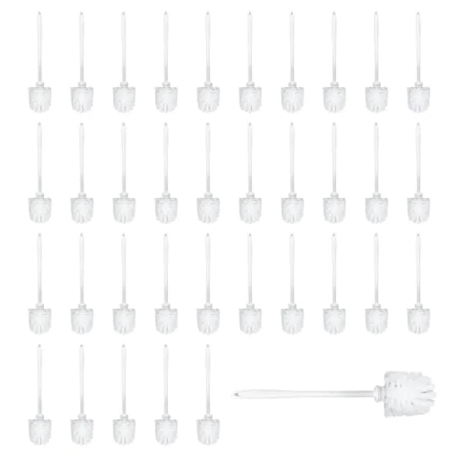 Confezione da 35 pezzi di scopino per WC, solo scopino per WC lungo, scopino per WC resistente, scopino per WC commerciale, WC con manico lungo