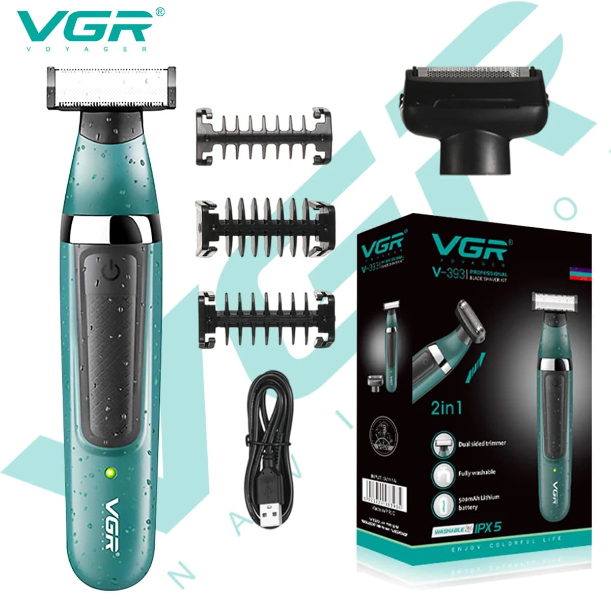 VGR Rasoio Elettrico Tagliacapelli Professionale 2 in 1 Rasoio Rasoio Barba Impermeabile Trimmer Per Uso Domestico Rasatura Dei Capelli per Gli Uomini V-393