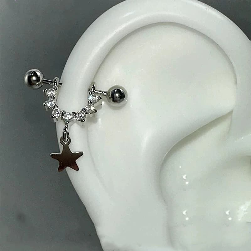 Orecchini a perno con zirconi a forma di stella dal design personalizzato per donna, stile punk, moda hip hop rock, accessorio gioiello, regalo