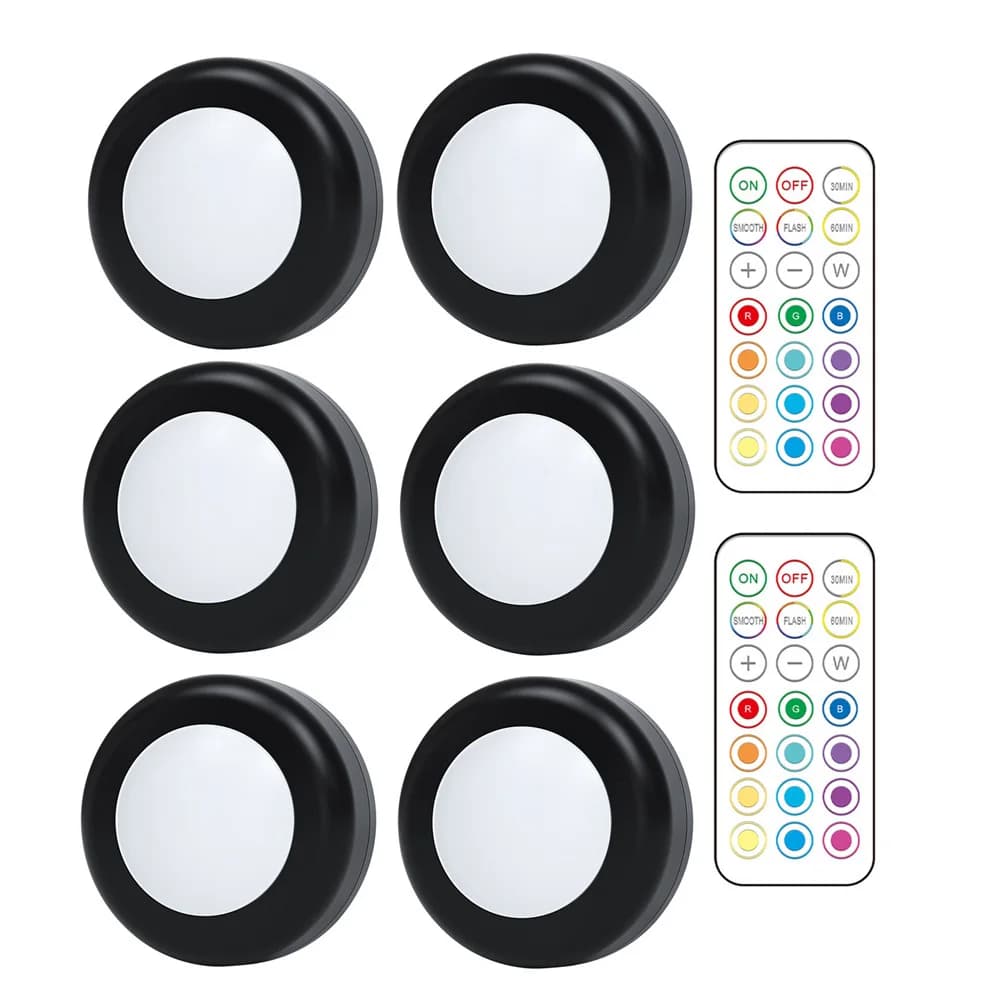 Mini luce a disco a LED alimentata a batteria, RGB portatile, bianco caldo, decorazione fata domestica, cucina, balcone, 62mm