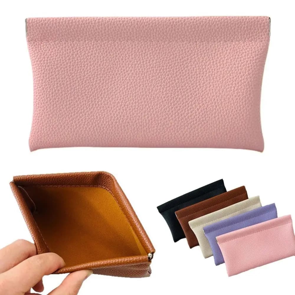 Soft Pebbled Leather Self-closing Coin Purse Long Storage ID Holder Wallet Portable Passport Holder Men Women