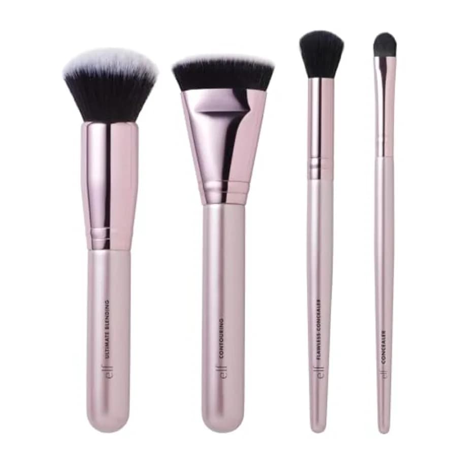 Complexion Perfection Brush Kit, 4-Piece Makeup Brush Set, Brushes For Foundations Concealers, Vegan Cruelty-Free