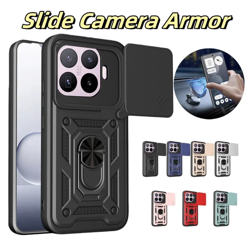 Armor Funda Para For Xiaomi 17T Mi 17T Pro 5G Slide Camera Lens Protector Phone Case For Mi17T 17TPro Magnetic Ring Holder Cover