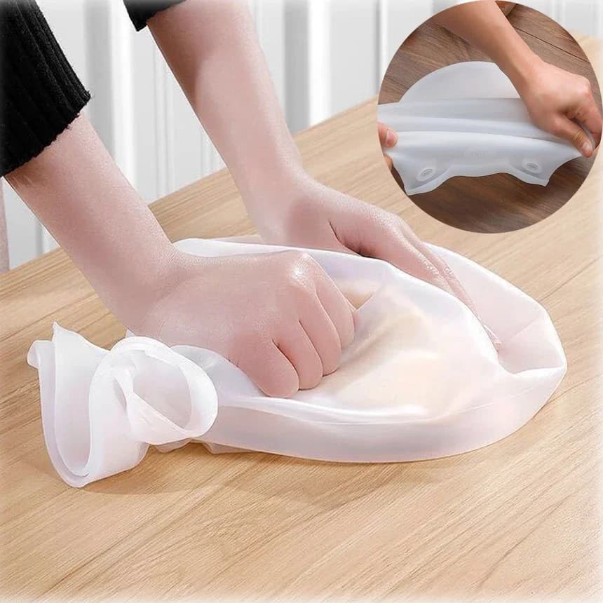 Silicone Dough Kneading Bag - 3-in-1 Flour Mixer & Marinator for Bread/Pizza, Freezer to Oven Safe | Nonstick & Easy Clean