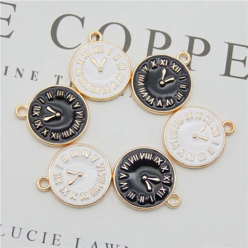 8PCS Smalto Orologio Pendenti e Ciondoli Per Orecchini Collana Portachiavi Pendenti Risultati Dei Gioielli Fatti A Mano Mestiere FAI DA TE Braccialetto Del Braccialetto dicembre 17*14mm