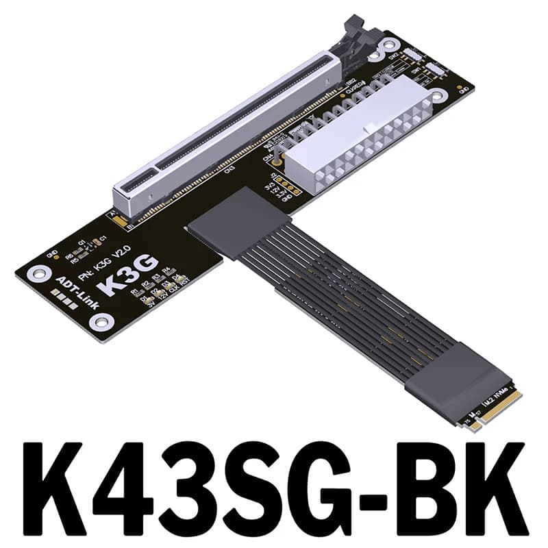 K43SG M.2 per NVMe a x16 5.0 eGPU Adattatore Scheda grafica Adattatore esterno Scheda Cavo di prolunga Supporto Laptop ITX/STX NUC
