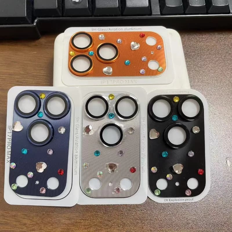 Copriobiettivo per fotocamera fai-da-te con strass fatti a mano creativi per IPhone 17 Pro Max Anello in lega Tappo di protezione per obiettivo in vetro con definizione HD