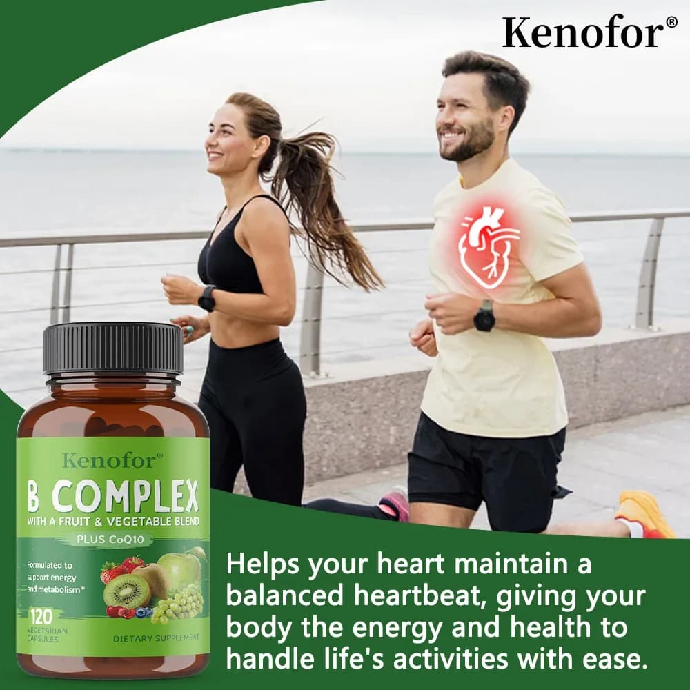 B vitamin supplement, with vitamins B1,B2,B3,B5,B6,B12 and folic acid, metabolic support, skin health, improves memory, improves mood