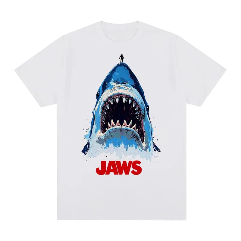 T-shirt vintage Jaws Logo Movie Graphic Creativo Nuovo arrivo T-shirt da uomo in cotone Nuova TEE TSHIRT Top da donna
