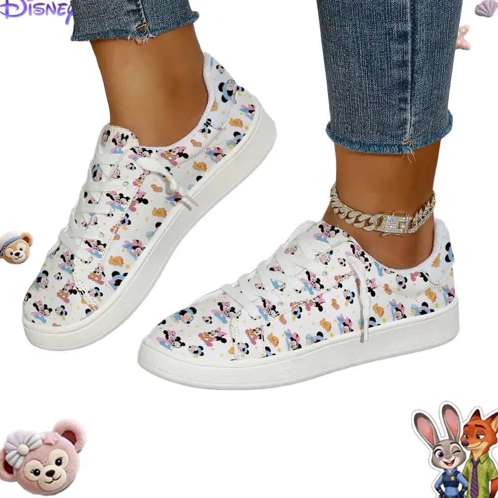 Sneakers basse da donna Disney Mickey & Minnie Mouse con stampa integrale pastello - Scarpe casual carine