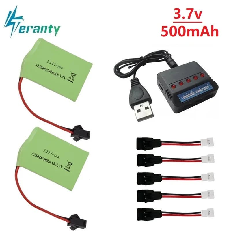 3.7 V 500 mAh 523048 Lithium Ion Battery + Electric Battery Charger for Remote Control Dinosaur Toys For Hand Battery with RC Inclined Machine