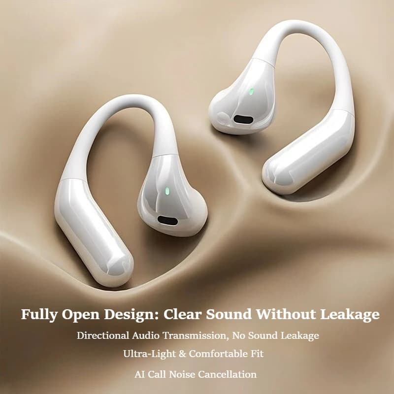 Cuffie Bluetooth Wireless Open-Ear, Diaframma in Titanio da 10mm, Auricolari Stereo HIFI con Bassi Potenti per Sport