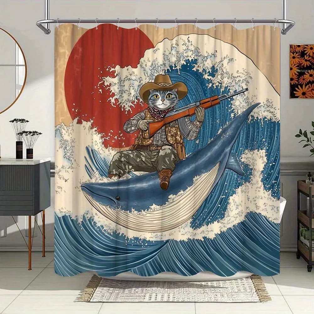 Tenda da doccia per esplorazione dell'oceano - Marinai e barche al vento e delle onde, decorazione da parete per soggiorno e camera da letto