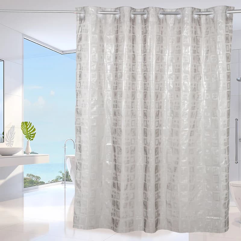 PEVA grigio pesante 3D NO HOOKS SHOWER CURTAIN