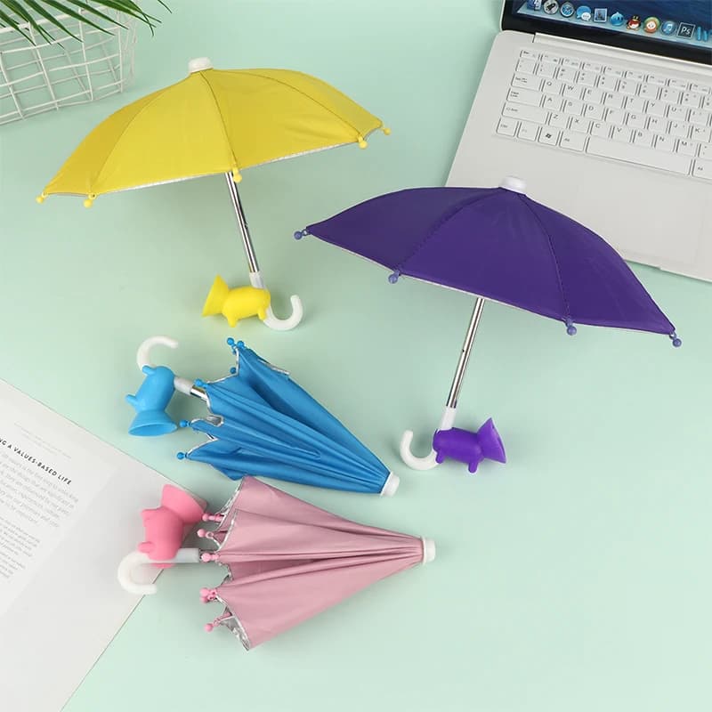 【C】Creative Mini Umbrella Phone Stand Universal Waterproof Holder For Smartphones Portable Outdoor Protect Phone From Rain
