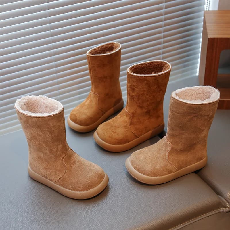 Girls wear two pairs of Birkin boots in plush, boots with thick midsole for winter girls, warm cotton boots, snow boots for children