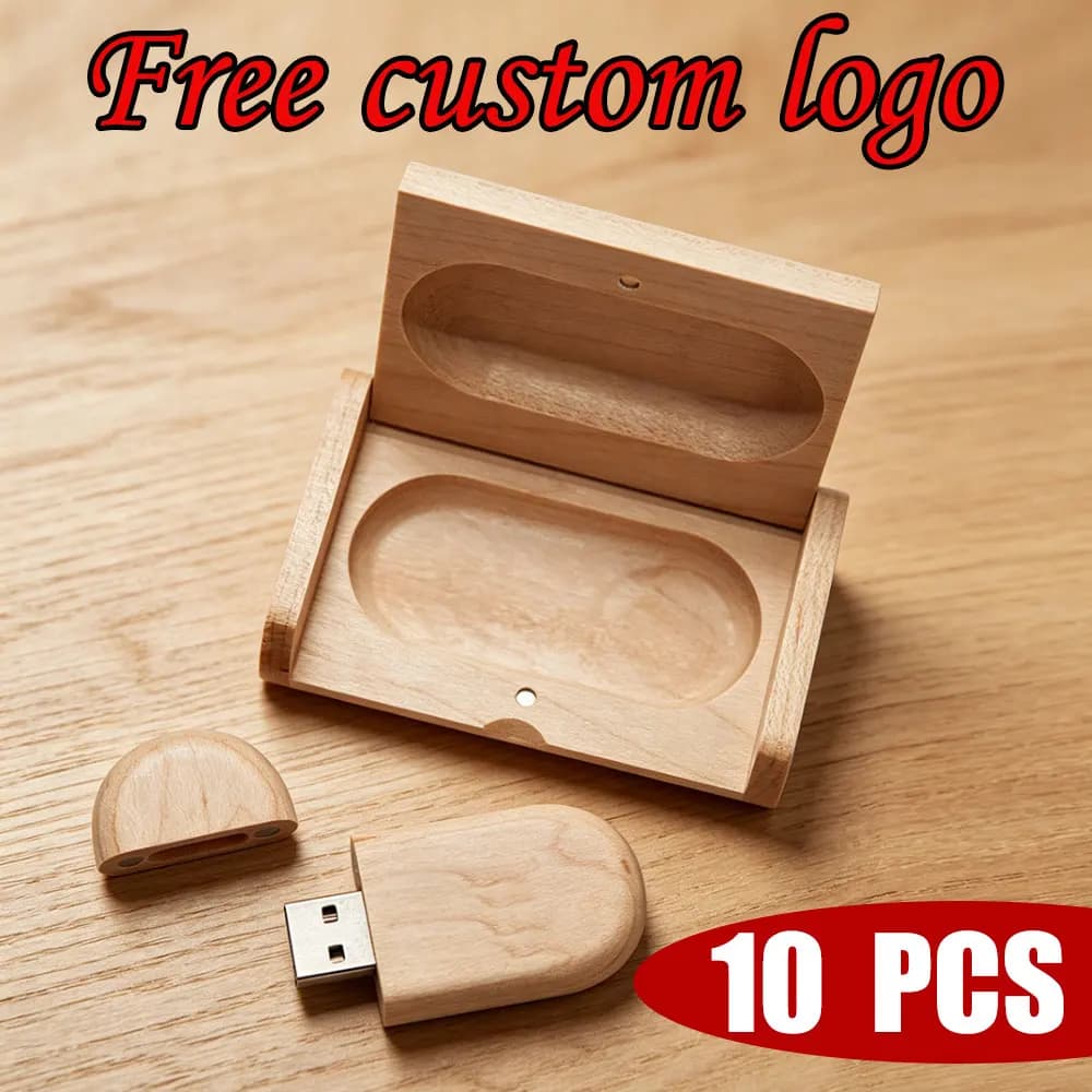 10 pz/lotto Chiavetta USB personalizzata con logo, Pendrive 4GB 8GB 16GB 32GB 64GB, Memory Stick, Regalo per Fotografi, Pen Drive USB in Legno + Scatola USB